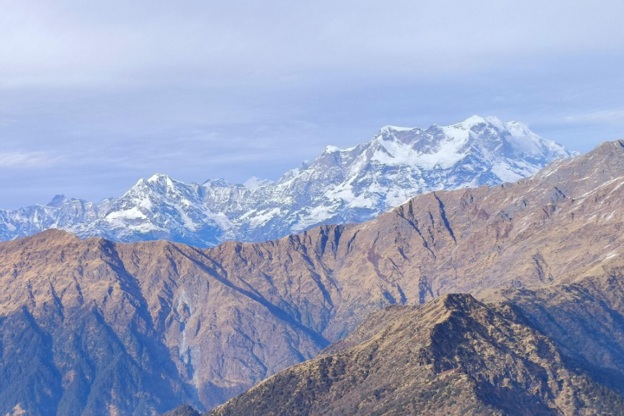 view of Himalayan mountain peaks.