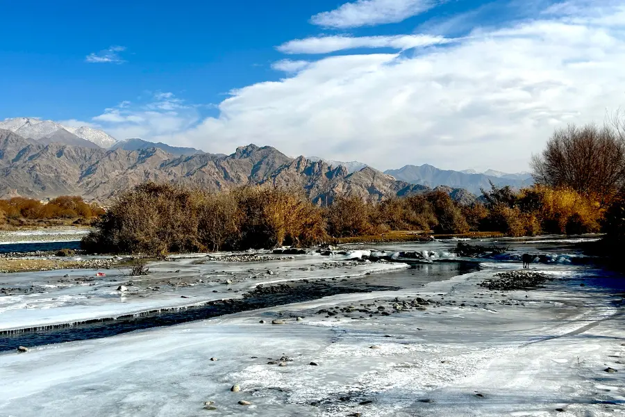 frozen lake in Ladakh.